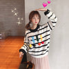 Cute cat embroidery striped sweater YV40747