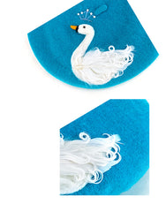 Handmade god holy white swan beret YV20131