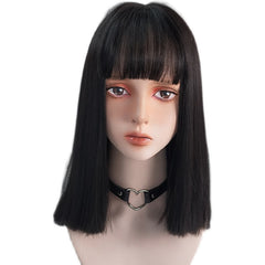 Natural black medium long wig YV43743