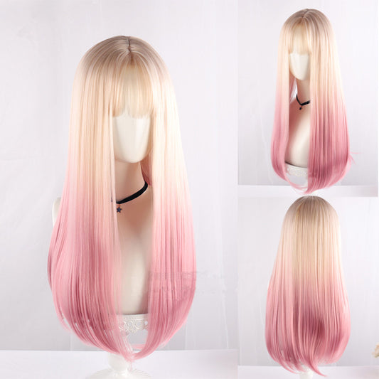 Natural peach pink wig YV44458