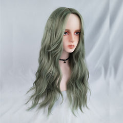 Youvimi green cute long curly wig YV42693