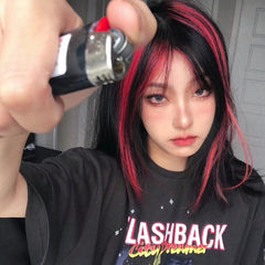 Punk Black Highlight Red Wig yv31143