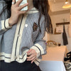 Gray+white knitted jacket YV43448