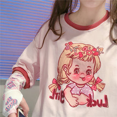 Cute cartoon print T-shirt yv30878