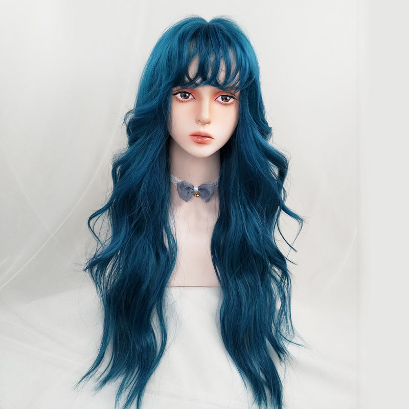 Blue lolita long curly hair wig YV43854