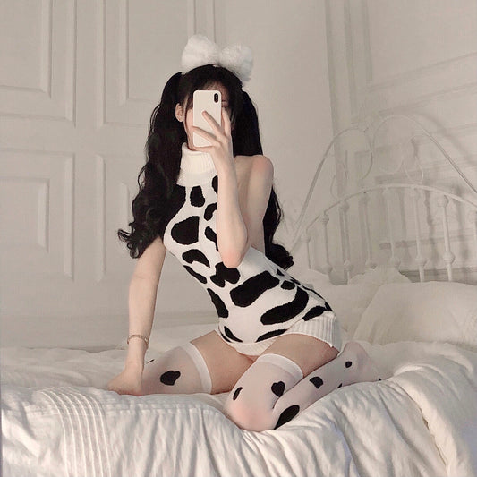Anime cow knitted dress suit yv30436