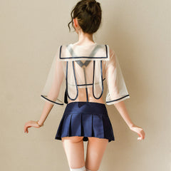 Rabbit ears mesh top + pleated skirt suit YV43460