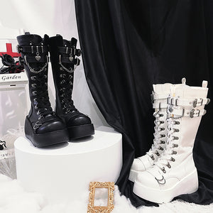 Punk thick-soled knight boots yv31343