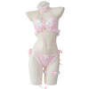 Cute pink lace bikini set yv47261