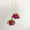 Red rose flower long earrings yv42321