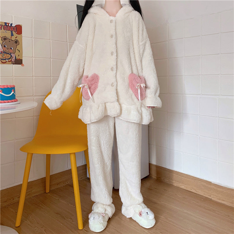 Cute rabbit ears hooded pajamas set YV43592