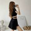 Strapless navel top + irregular skirt suit yv42130