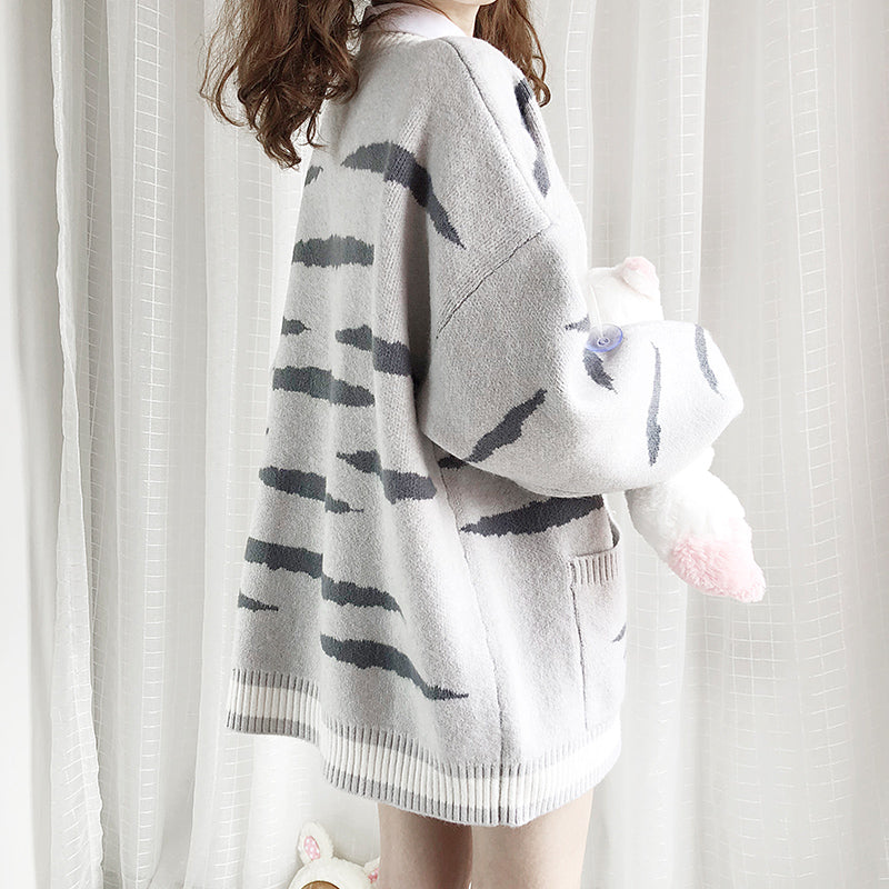 Sweet Cat Print Sweater YV44450