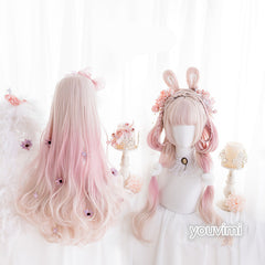 Lolita pink gradient long curly wig yv42856