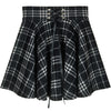 Black and white plaid woolen skirt yv42866