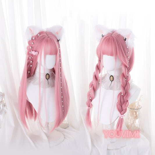 Cute pink long straight wig yv30715