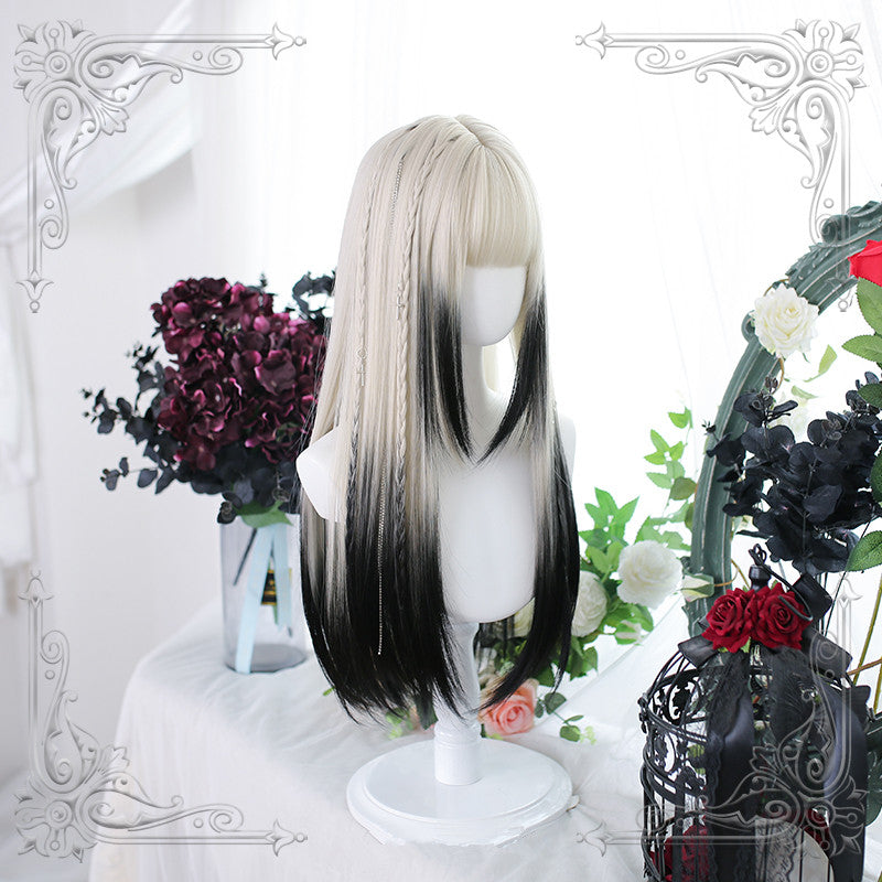 Lolita Gradient Black Long Straight Wig yv31127