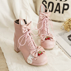 Lolita Strawberry Bow Martin Boots YV30307