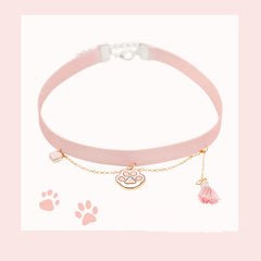Cute pink cat paw necklace yv42360