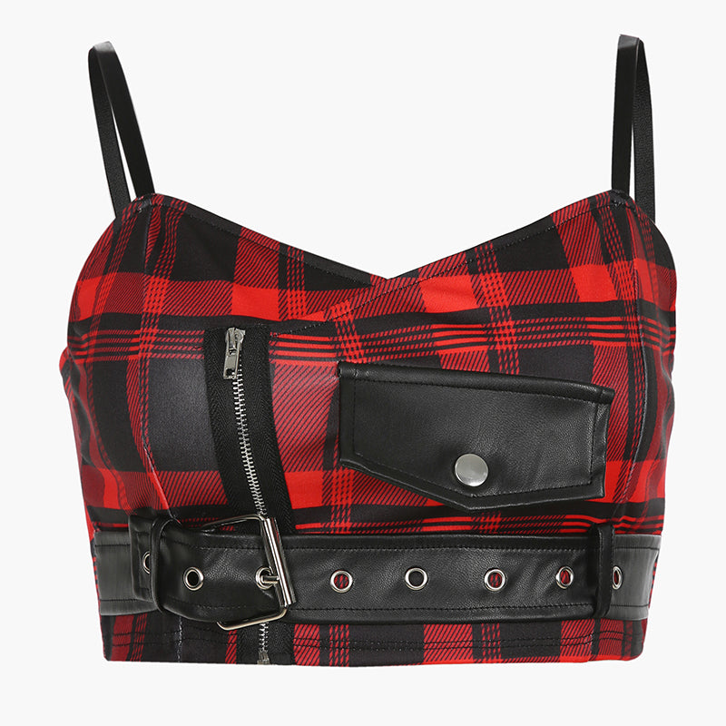 Red and black check sling vest YV43663