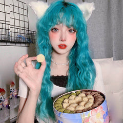 Lolita blue long curly wig yv30213