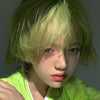 Handsome green short wig YV44413