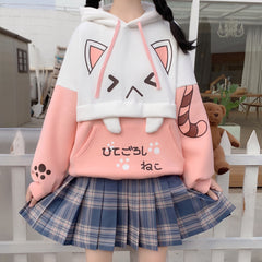 Cute cartoon cat print hoodie yv31195