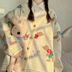 Autumn bear print sweater coat YV44504