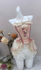 Strappy fishbone corset + lace shorts (detachable set) yv31449