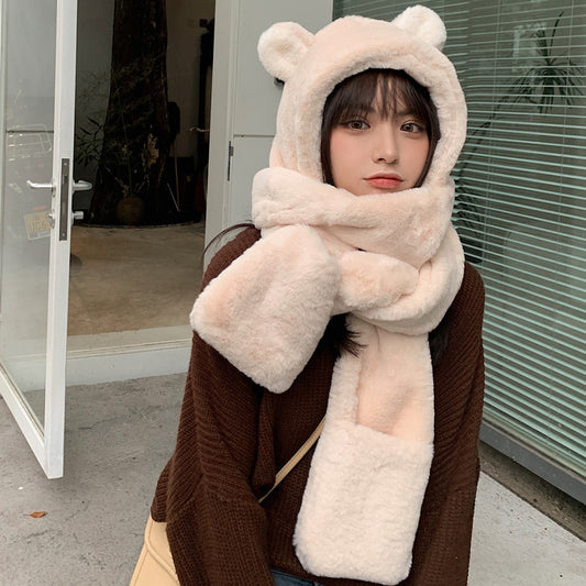 Cute bear hooded scarf YV43565