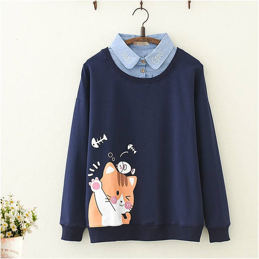 College cat print sweatshirt YV44486