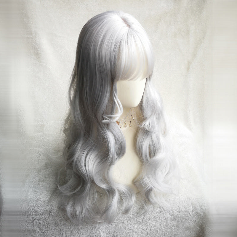 Harajuku White Blond curly Wave Long Wig SD00708