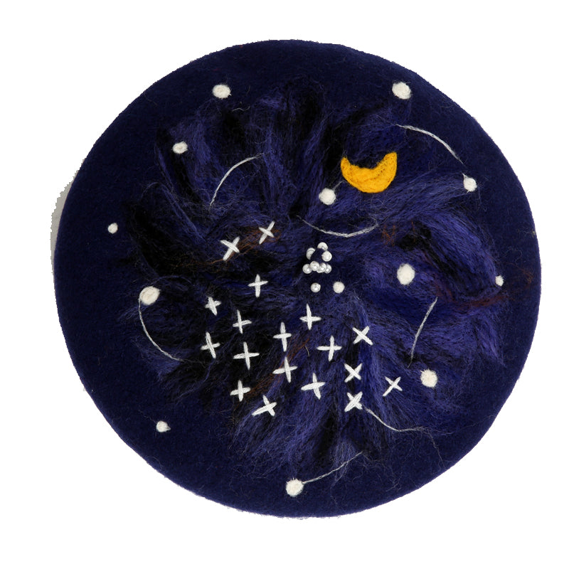 Starry Night Wool Felt Beret YV42411