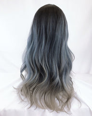 Harajuku blue-gray gradient long curly wig YV43581