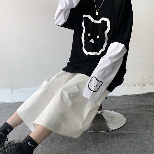 Cute bear print sweater yv42495