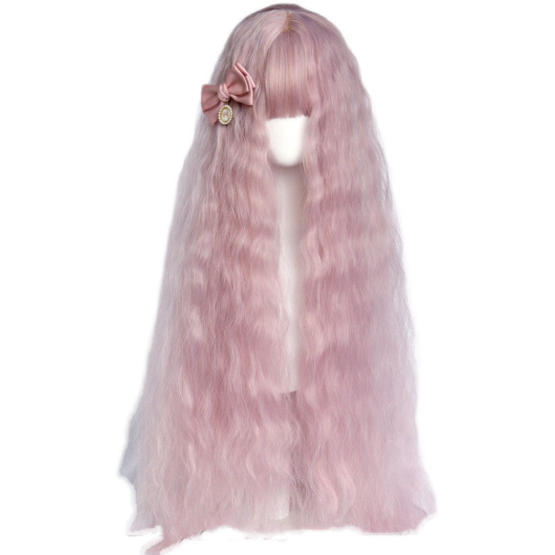 Lolita pink long curly wig yv30790