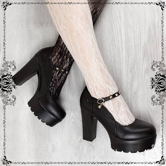 Black rivet Lolita high heels yv42575