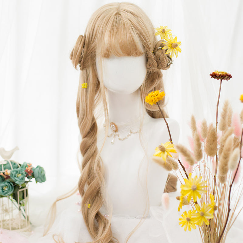 Linen gold lolita long roll wig yv42636