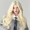Golden medium long curly wig yv47103