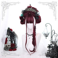 Daily Lolita wine red long curly wig YV42406