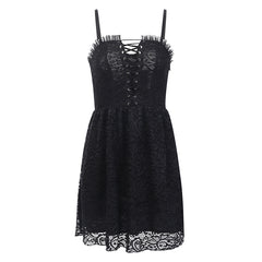 Black lace strap dress yv42909