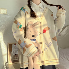 Autumn bear print sweater coat YV44504