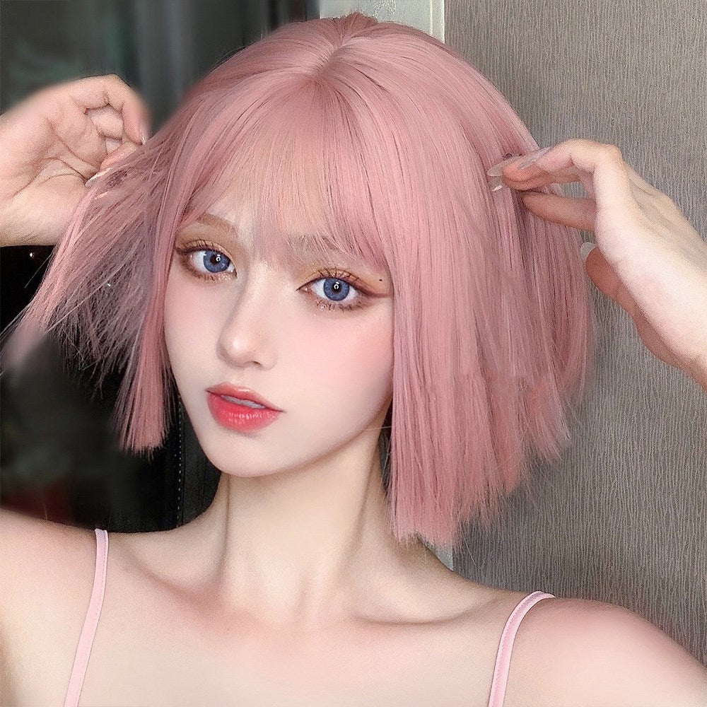 Lolita Pink Short Straight Wig YV46108