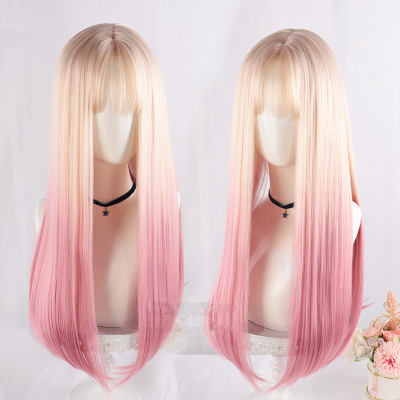 Natural peach pink wig YV44458