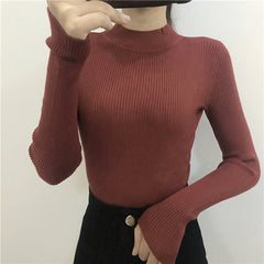 High collar bottom knit top yv42591