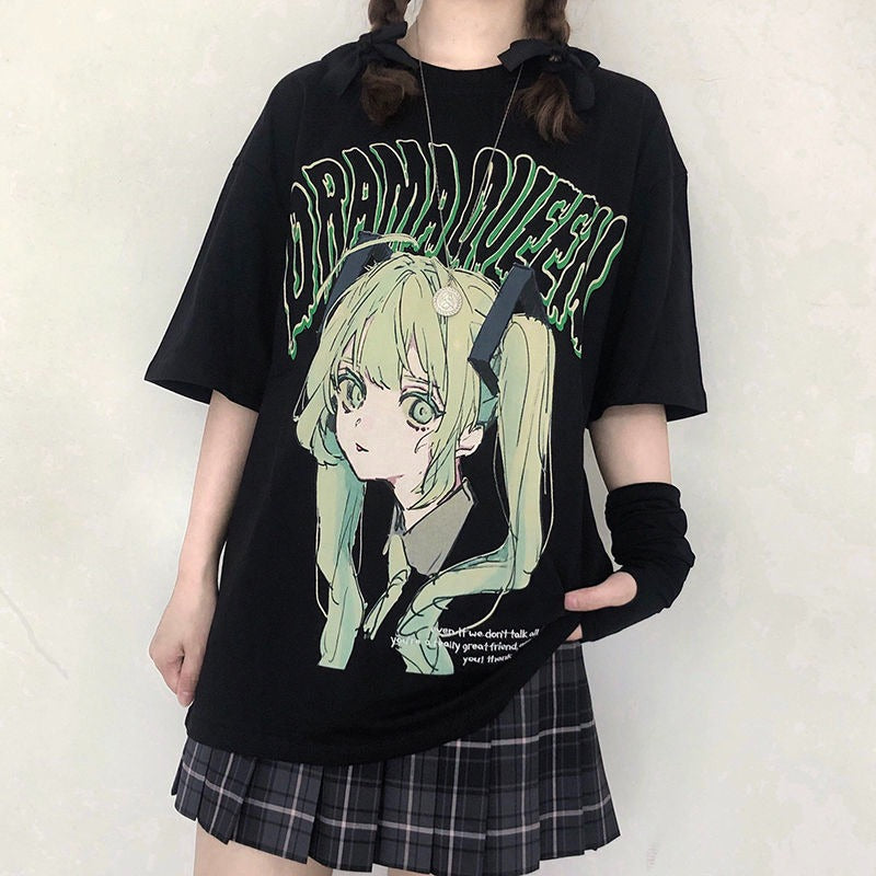 Japanese cartoon print T-shirt yv30961