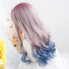 Lolita purple gradient blue long curly wig yv43604