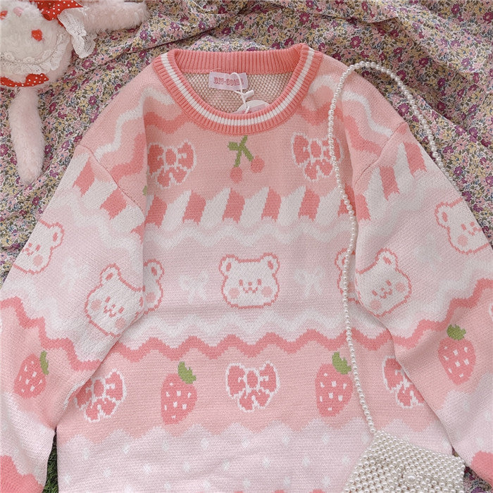 Cute strawberry bear sweater yv31193