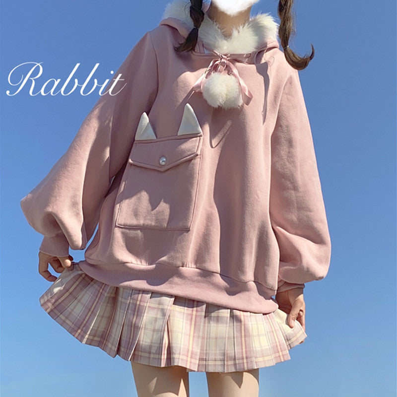 Cute rabbit ear hooded sweater YV43472