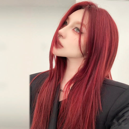 lolita red long straight wig yv31108
